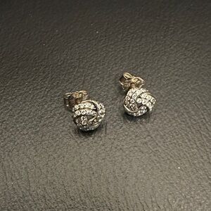 Pandora Silver and White Crystal Knot Earrings